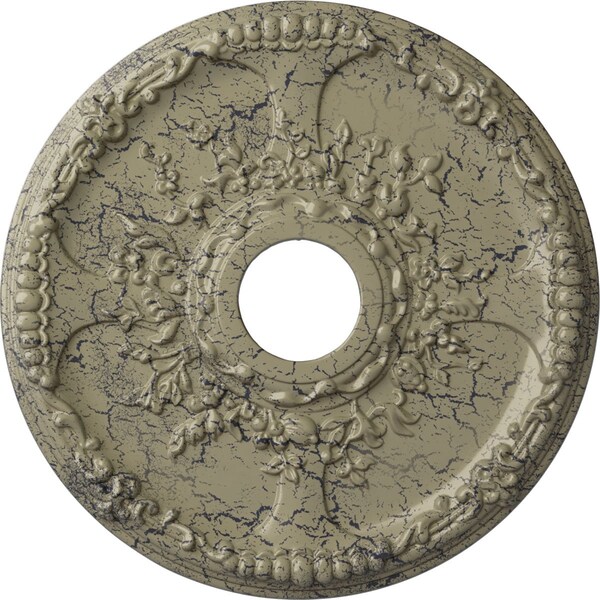 Ekena Millwork Antioch Ceiling Medallion (Canopies up to 3 1/2"), 18"OD x 3 1/2"ID x 1 3/8"P, Castle Stone Crackle CM18SECSC - main